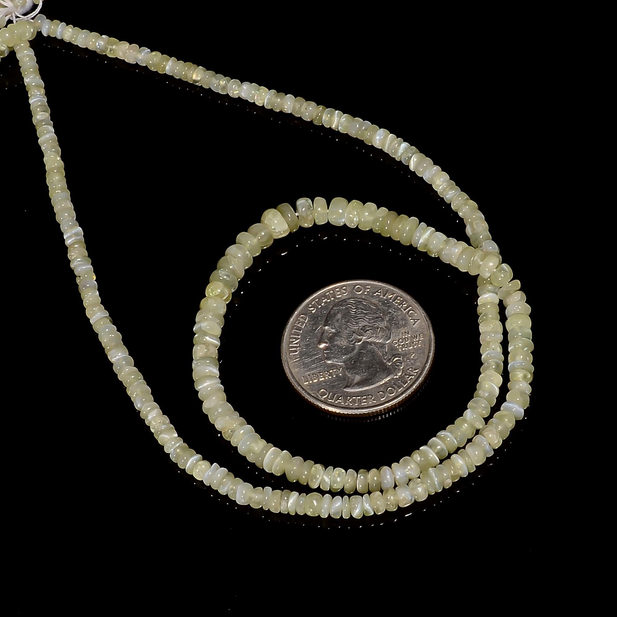 chrysoberyl cats eye natural gemstone rondelle shape smooth 9 lines strand 16 beads 2x2 7x7 mm 535 5 ct yn 531